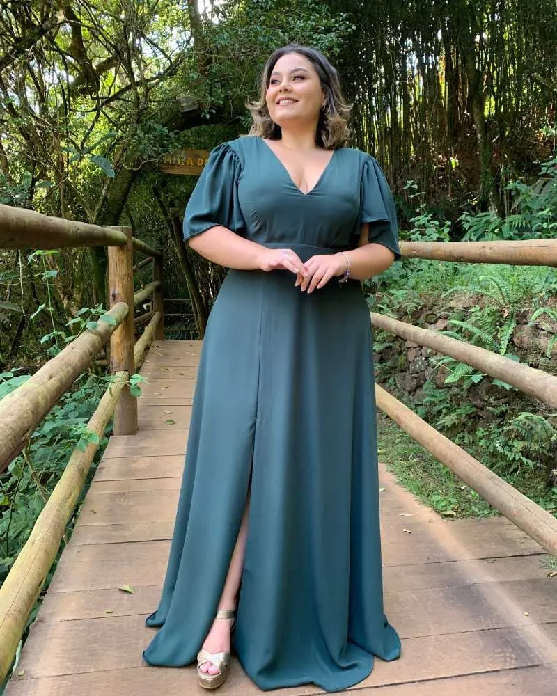 Vestido Madrinha de Casamento Verde Esmeralda Linara