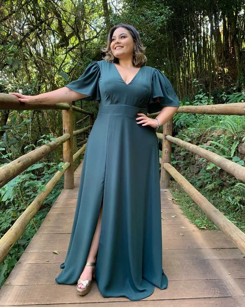 Vestido Madrinha de Casamento Verde Esmeralda Linara