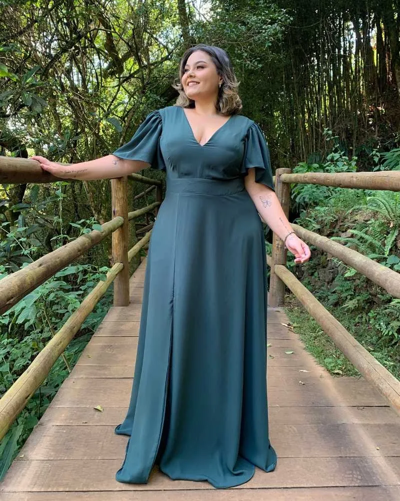 Vestido Madrinha de Casamento Verde Esmeralda Linara