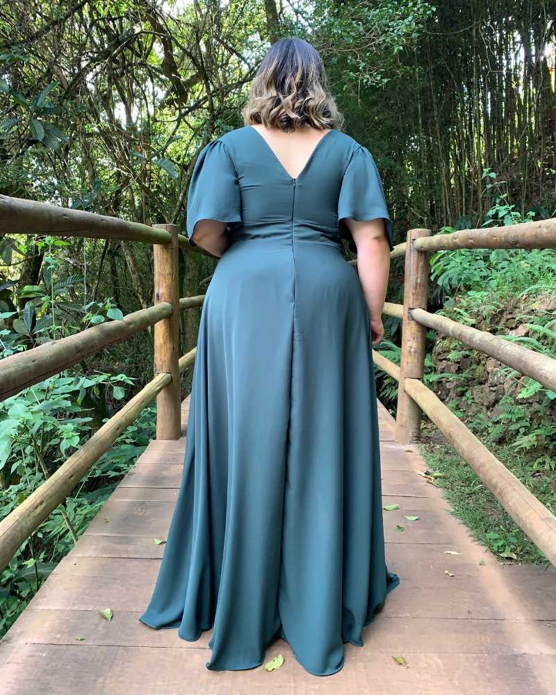 Vestido Madrinha de Casamento Verde Esmeralda Linara