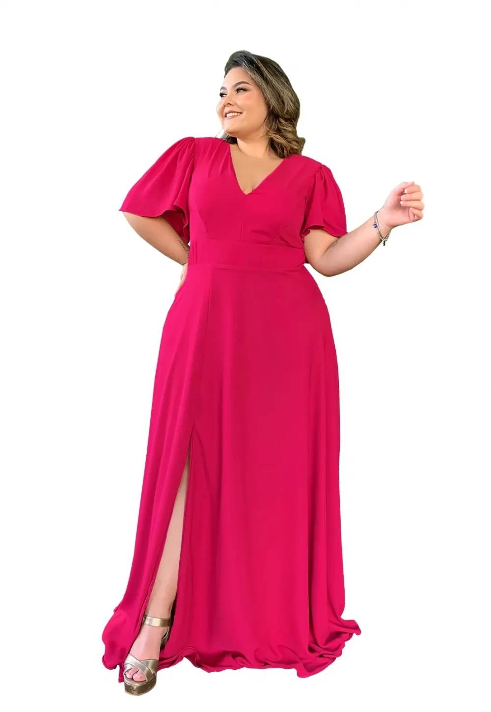 Vestido Madrinha de Casamento Rosa Pink Linara