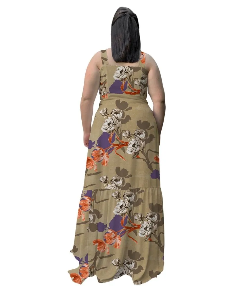 Vestido Longo Estamapdo Florido Primavera Verão 2024 