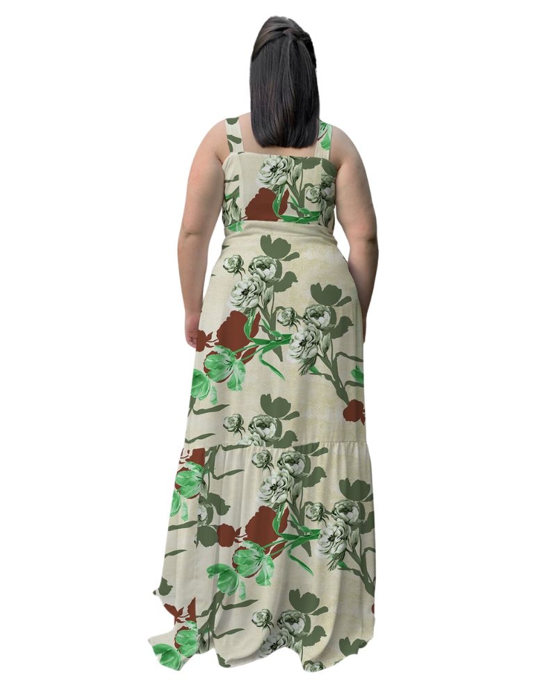  Vestido Longo Estampado Florido Primavera Verão 2024