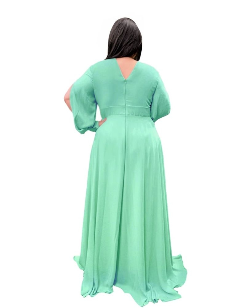 Vestido Madrinha de Casamento Plus size Verde Limão Solange