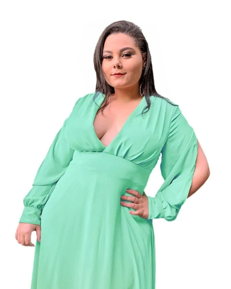 Vestido Madrinha de Casamento Plus size Verde Limão 