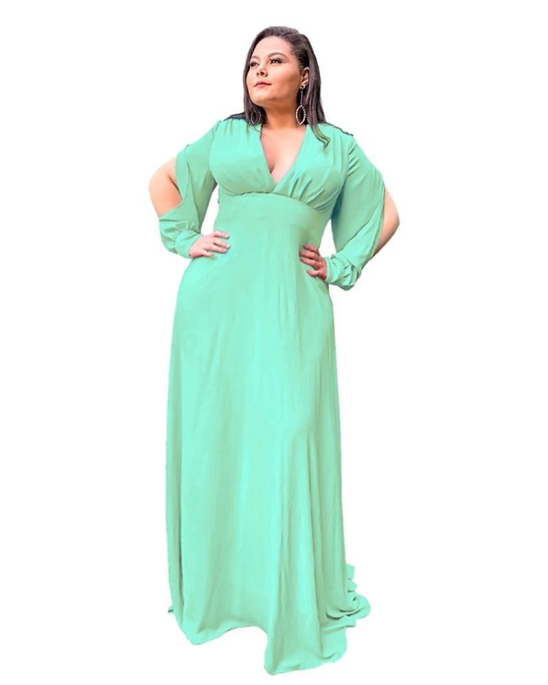 Vestido Madrinha de Casamento Plus size Verde Limão Solange