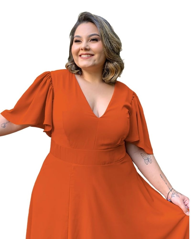 Vestido Madrinha de Casamento Terracota Intenso Linara