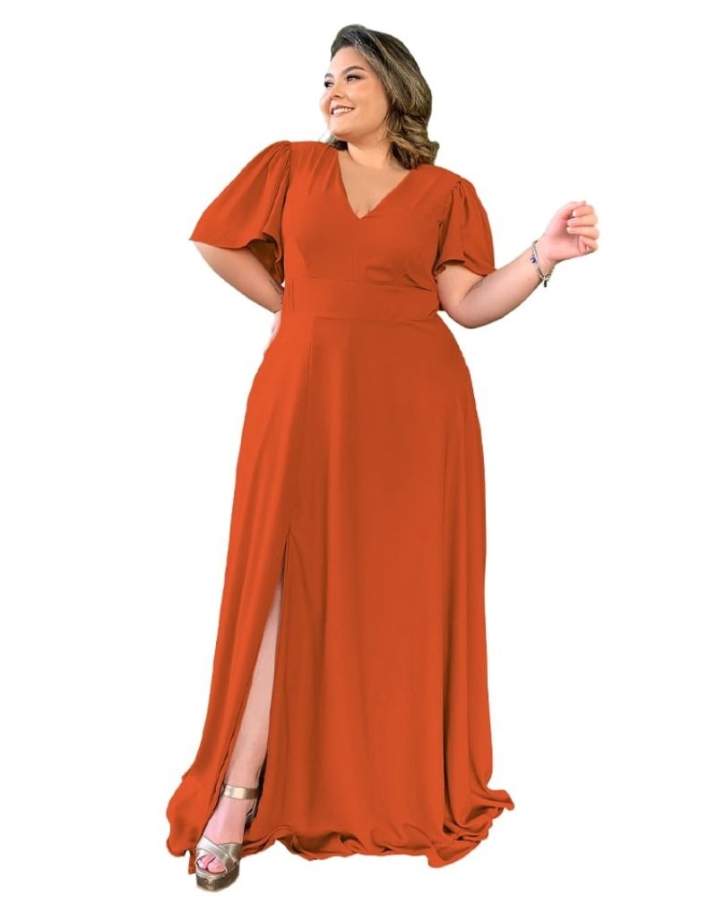 Vestido Madrinha de Casamento Terracota Intenso Linara