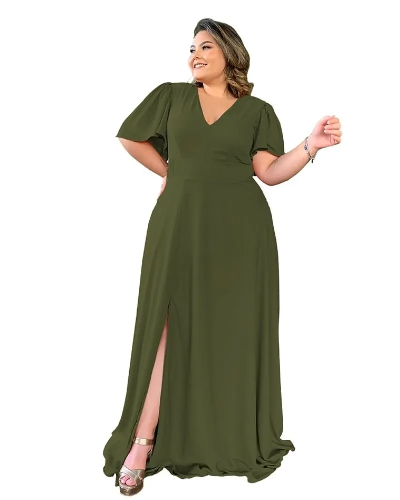 Vestido Madrinha de Casamento Verde Militar Linara