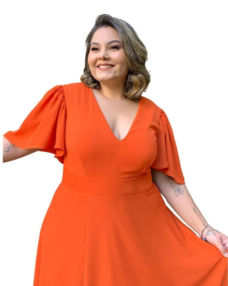 Vestido Madrinha de Casamento Laranja Linara