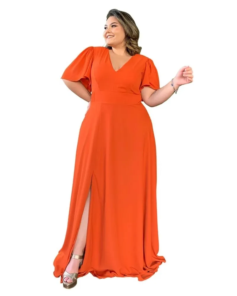 Vestido Madrinha de Casamento Laranja Linara