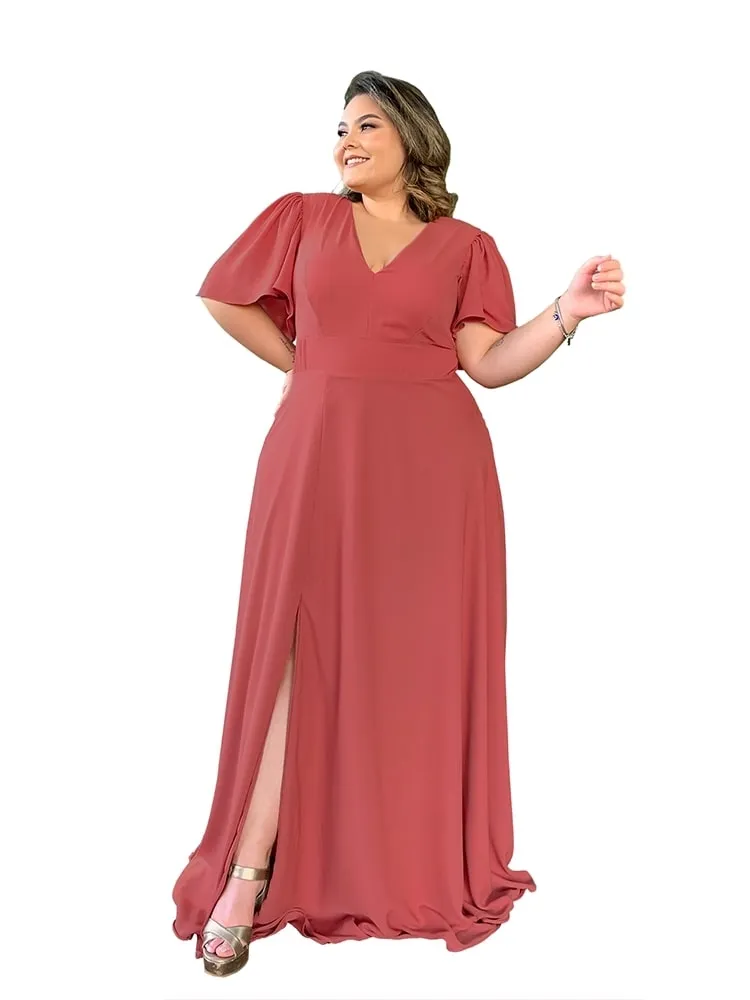 Vestido Madrinha de Casamento Rosa Envelhecido Linara