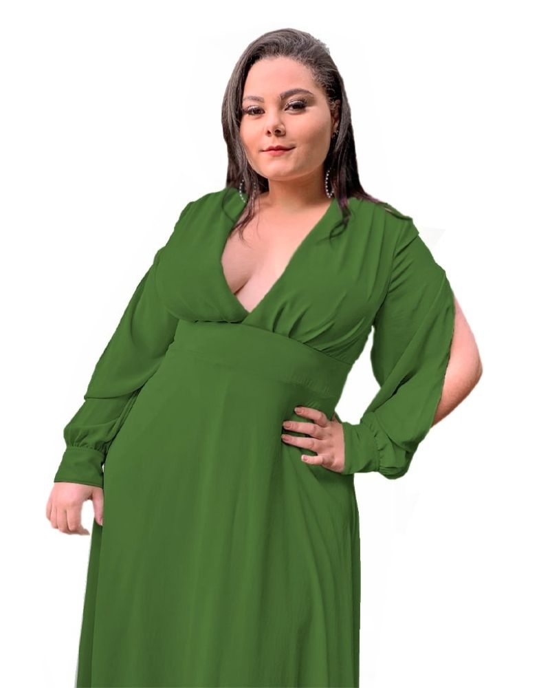 Vestido Longo de Festa Madrinha de Casamento Verde Floresta Solange