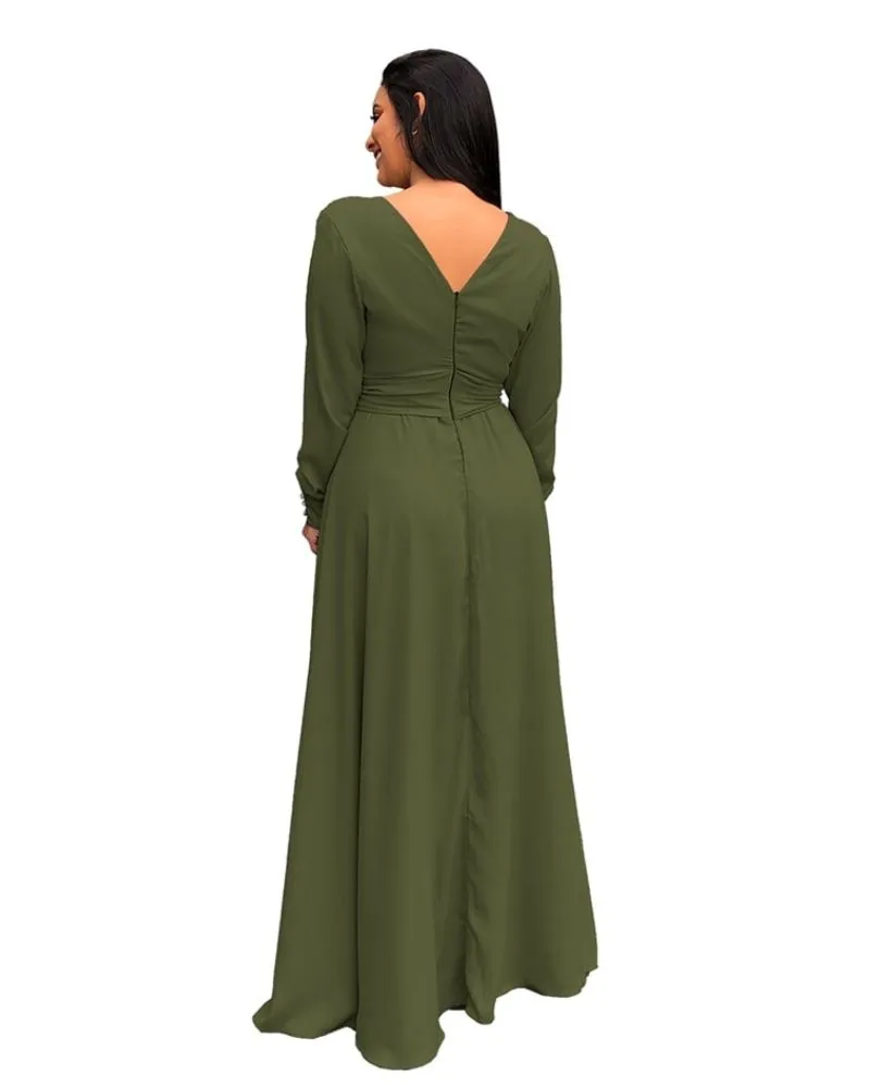 Vestido Madrinha de Casamento Amanda Verde Militar
