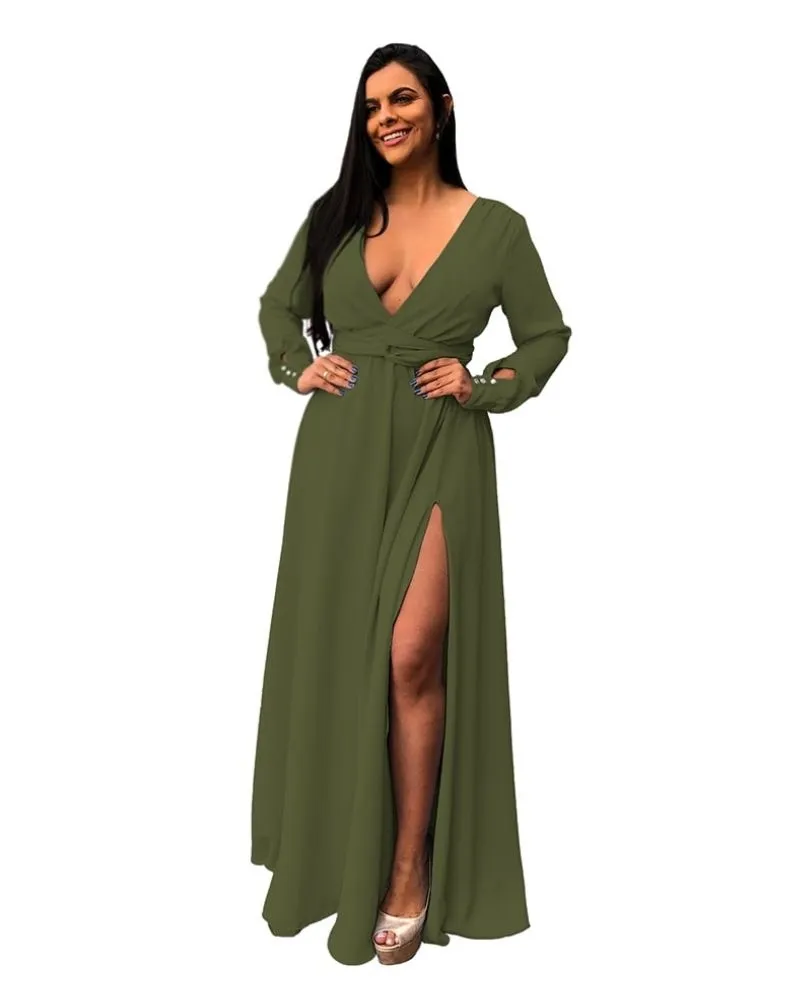 Vestido Madrinha de Casamento Amanda Verde Militar