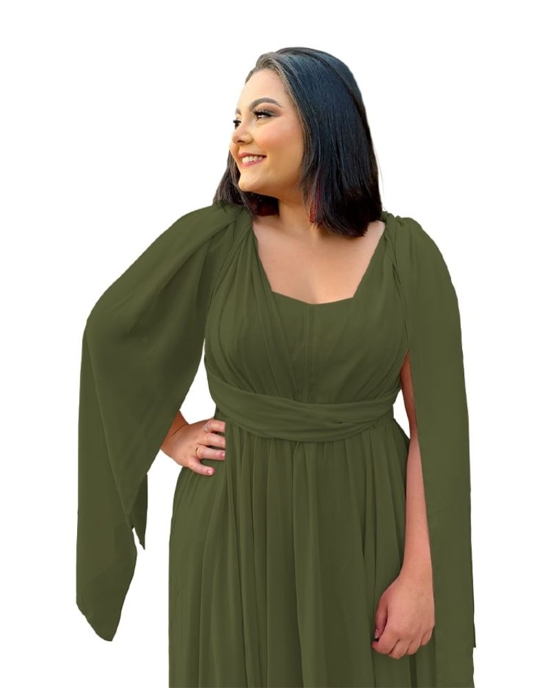 Vestido de Madrinha de Casamento Verde Militar Grace