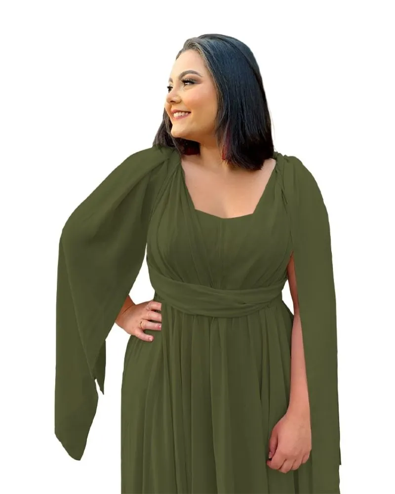 Vestido de Madrinha de Casamento Verde Militar Grace