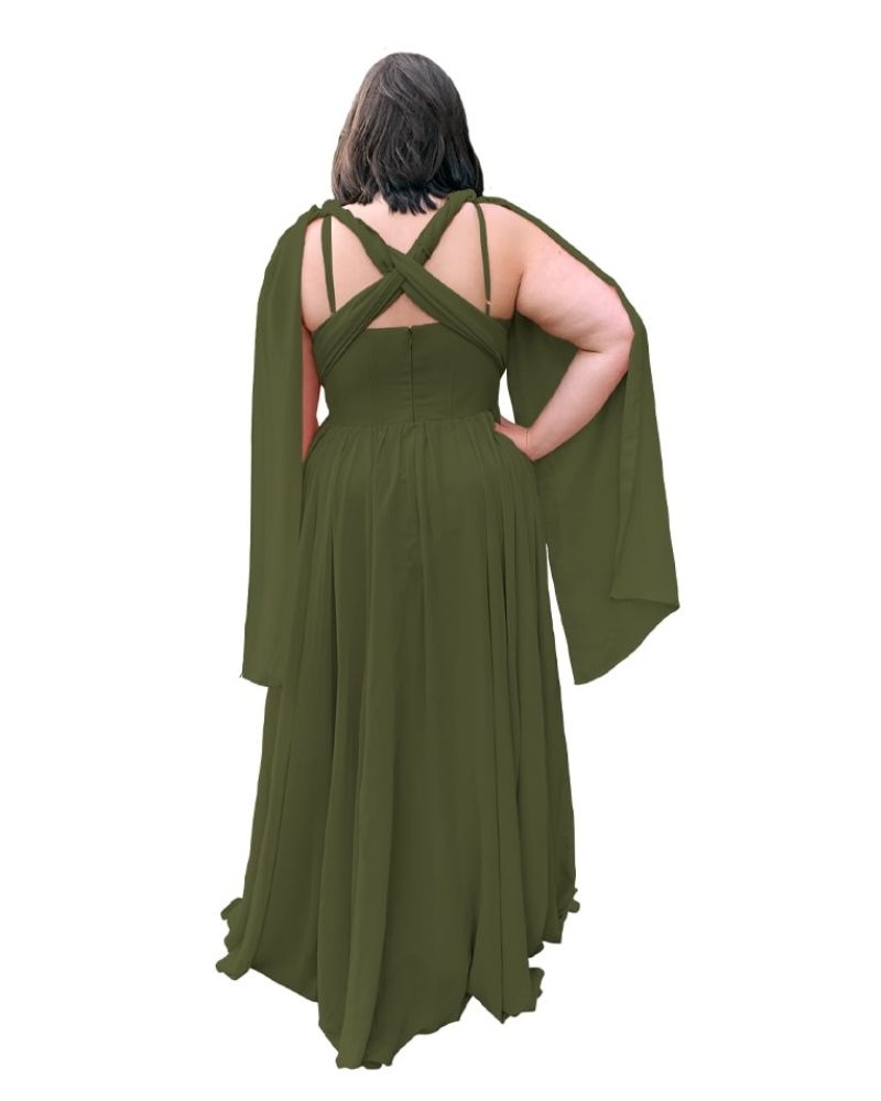 Vestido de Madrinha de Casamento Verde Militar Grace