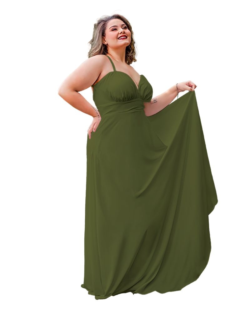 Vestido Longo de Festa Verde Militar  Mariane