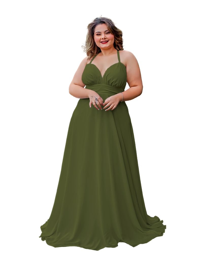 Vestido Longo de Festa Verde Militar  Mariane