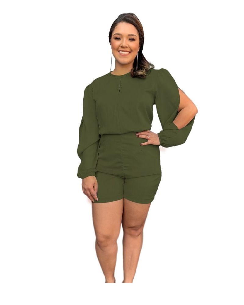 Vestido Longo de Festa Verde Militar Sublime