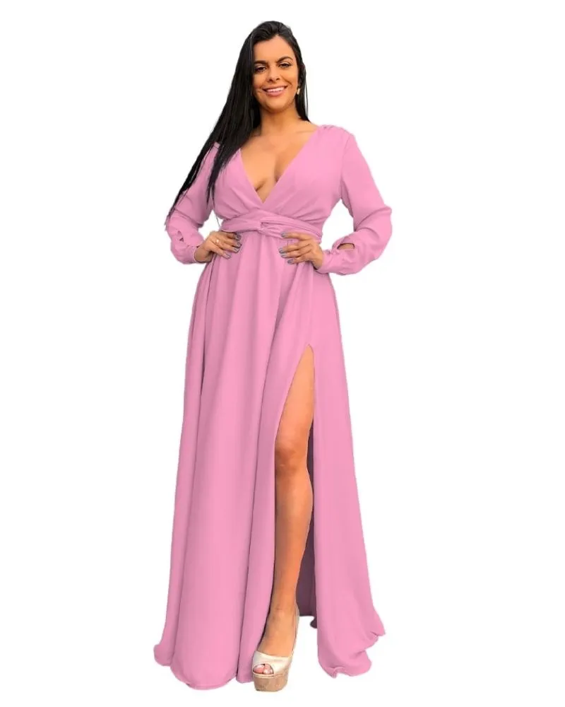 Vestido Madrinha de Casamento Amanda Rosa Chiclete