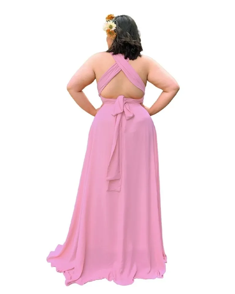 Vestido Madrinha de Casamento Multiformas Anathan Rosa Chiclete