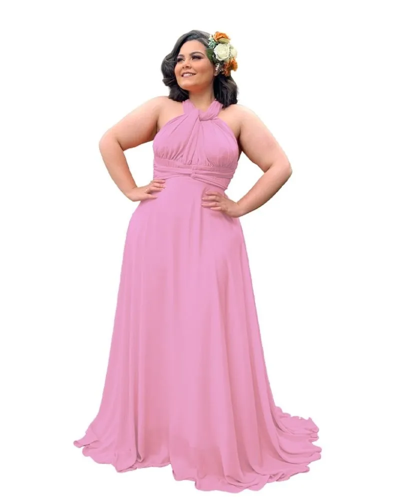Vestido Madrinha de Casamento Multiformas Anathan Rosa Chiclete