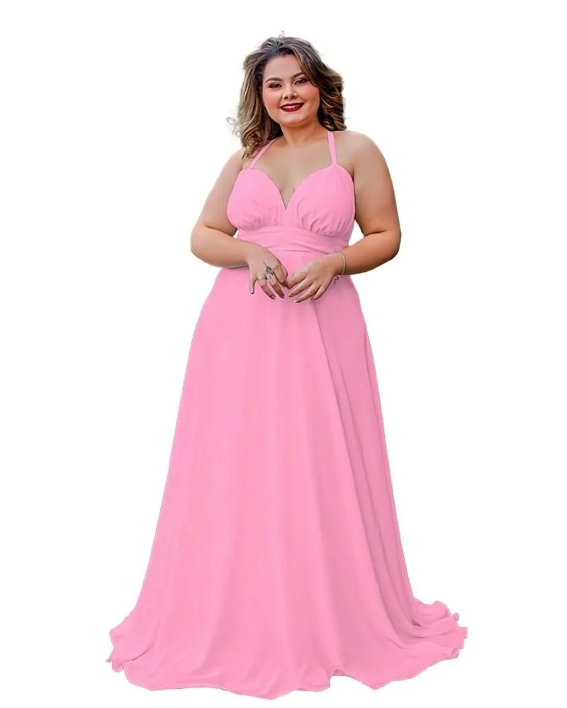 Vestido Longo de Festa Rosa chiclete Mariane 