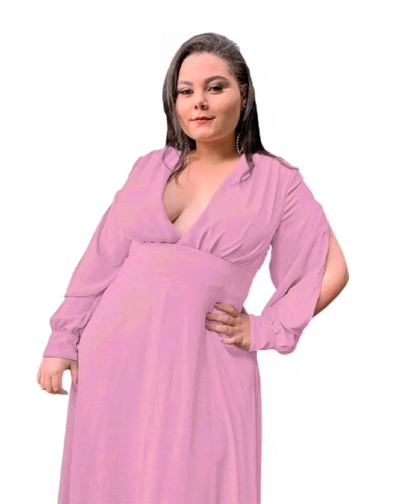 Vestido Longo de Festa Rosa chiclete Solange 