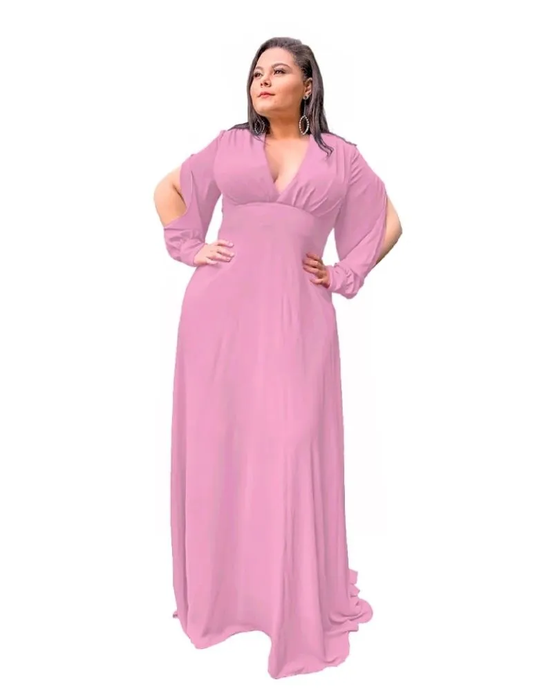 Vestido Longo de Festa Rosa chiclete Solange 