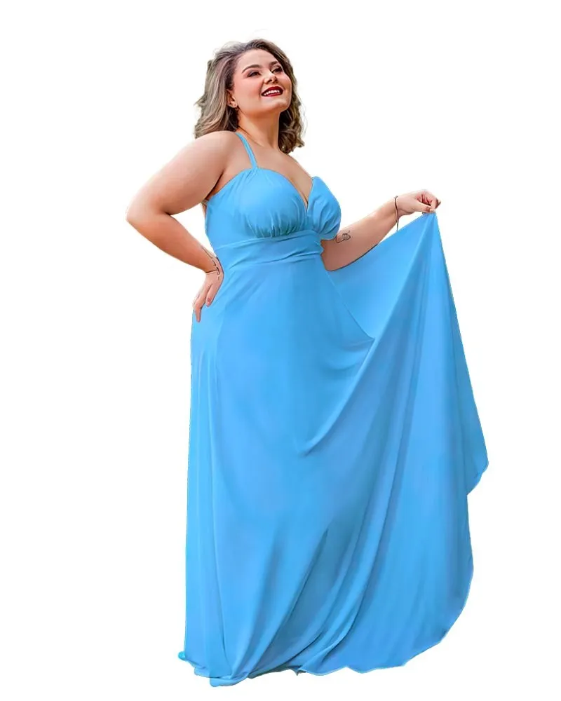 Vestido Longo Madrinha de Casamento Azul Serenity Mariane 