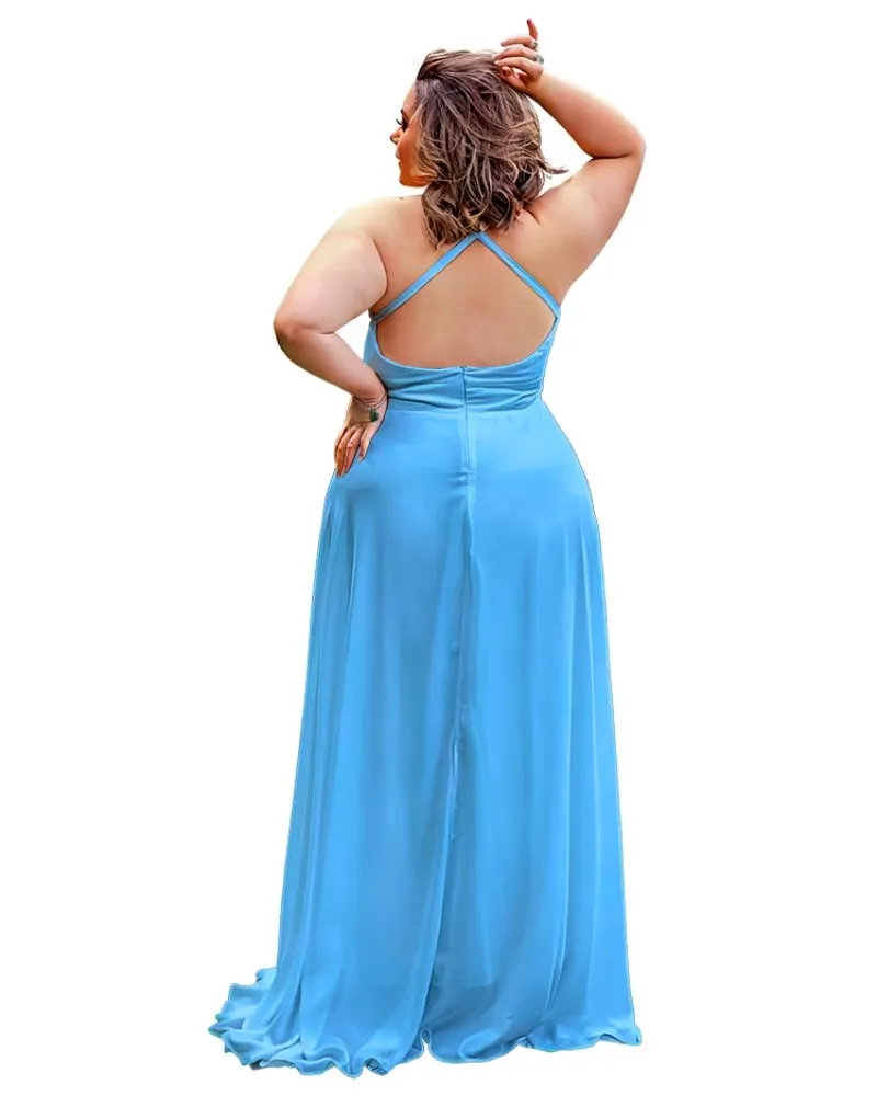 Vestido Longo Madrinha de Casamento Azul Serenity Mariane 