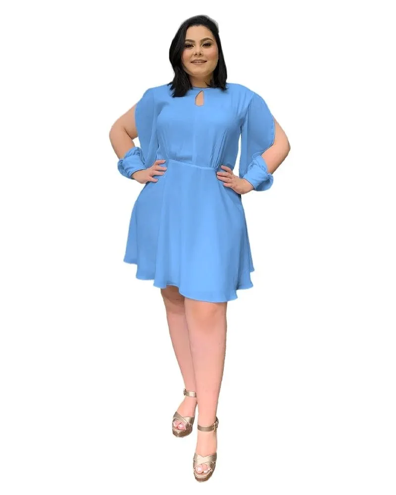Vestido Curto de Festa Azul Serenity Plus size Kate 