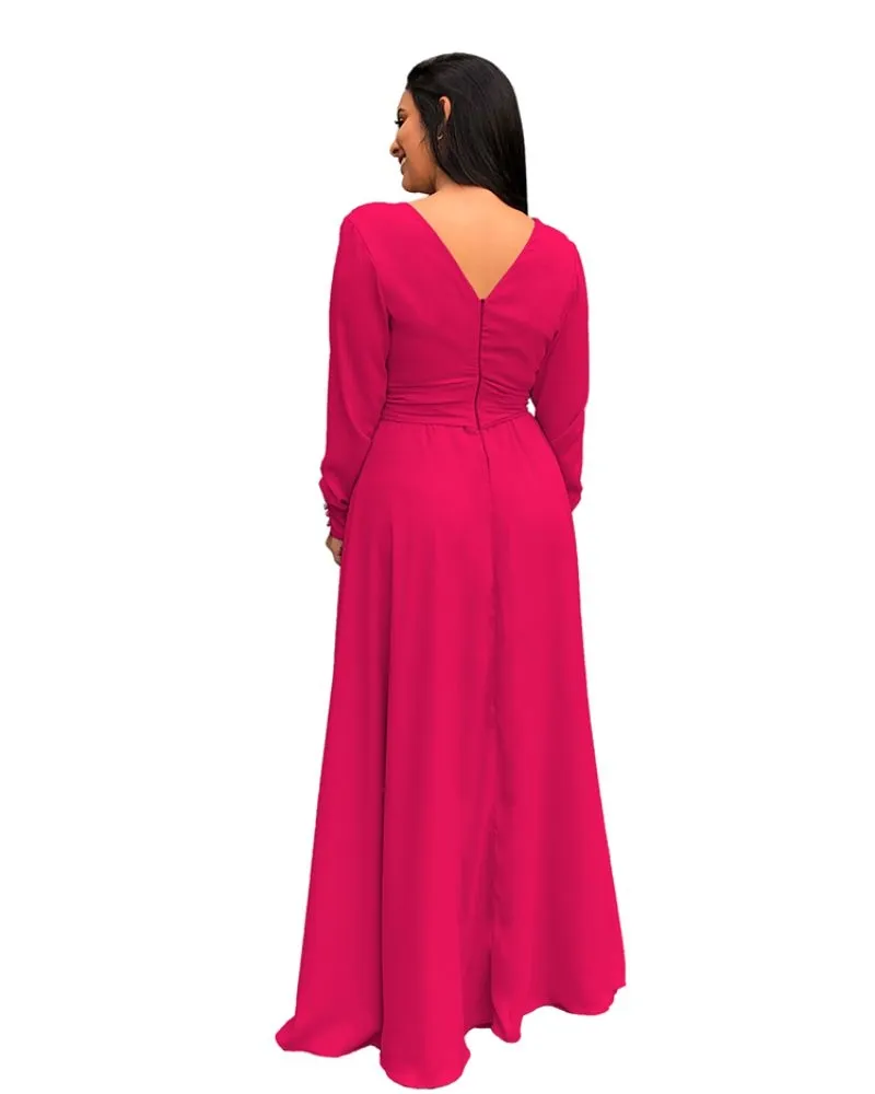 Vestido Madrinha de Casamento Rosa Pink Plus size Amanda