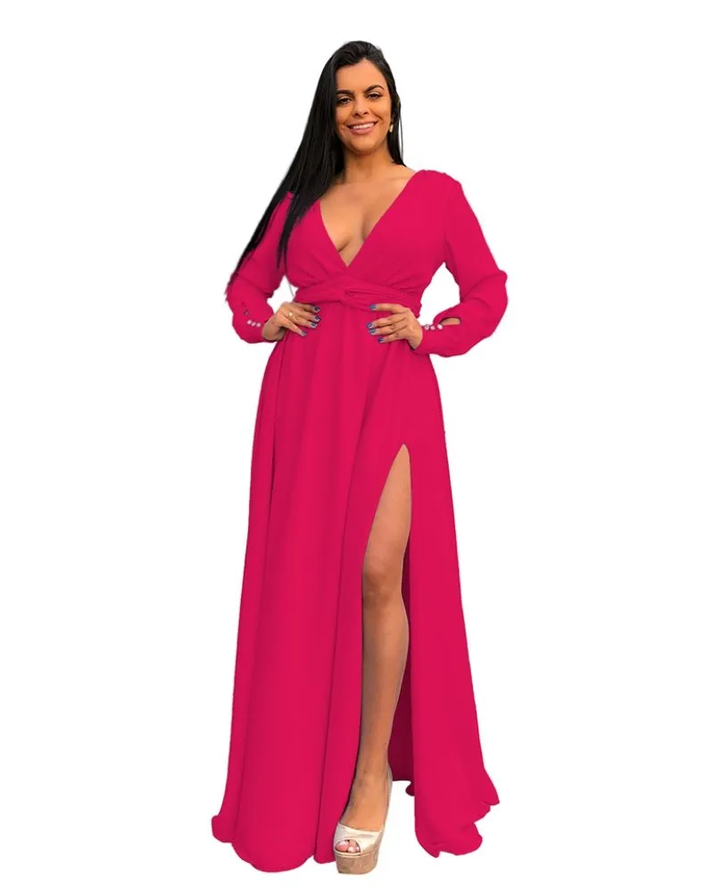 Vestido Madrinha de Casamento Rosa Pink Plus size Amanda