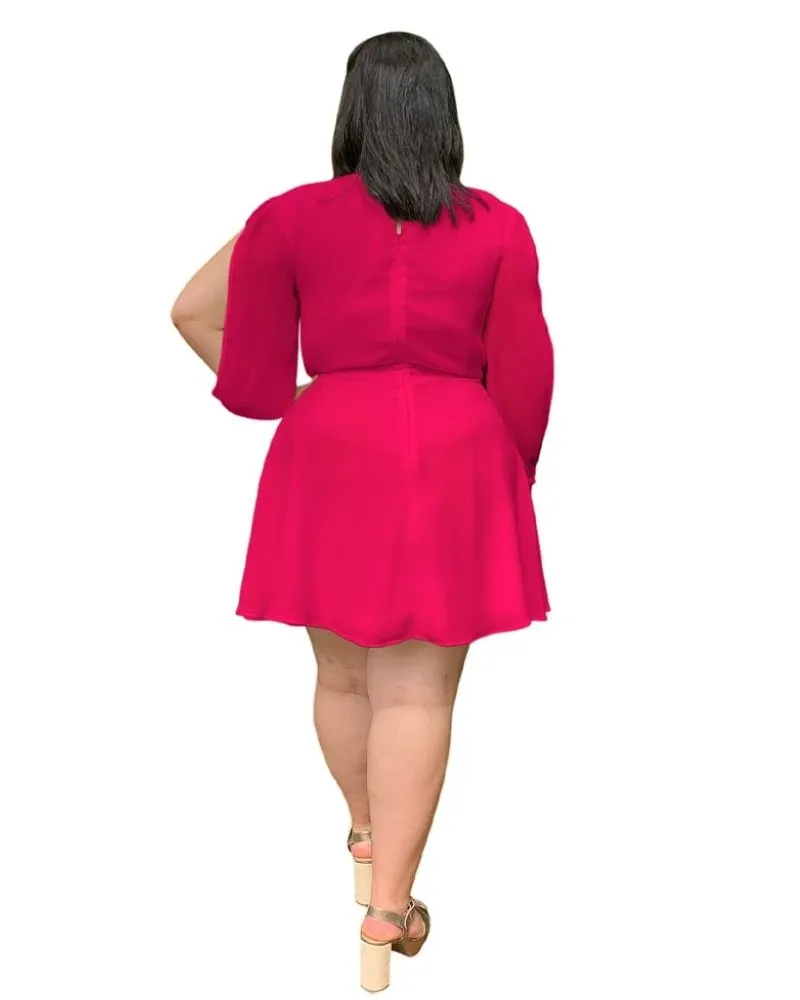 Vestido Curto de Festa Rosa Pink Plus size Kate 