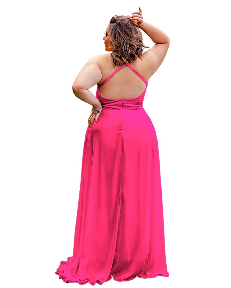 Vestido Longo de Festa Madrinha Rosa Pink Mariane