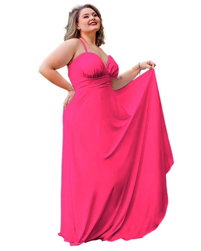 Vestido Longo de Festa Madrinha Rosa Pink Mariane
