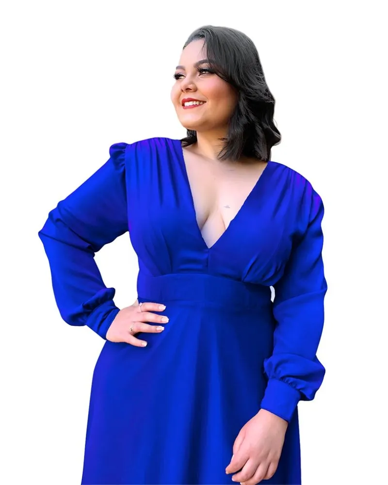 Vestido Longo de Festa Caroline Azul Royal