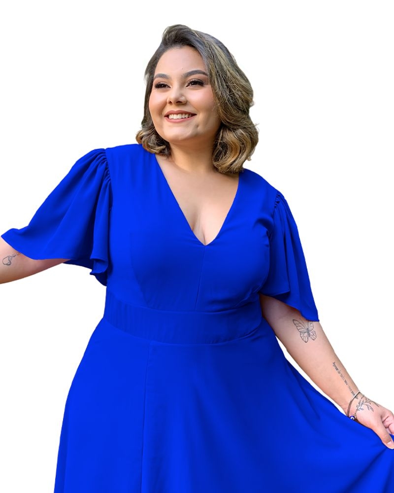 Vestido Madrinha de Casamento Azul Royal Linara