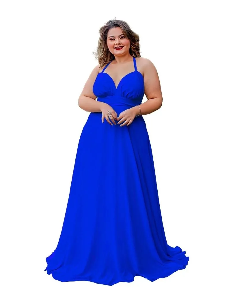 Vestido Longo de Festa Azul Royal Mariane