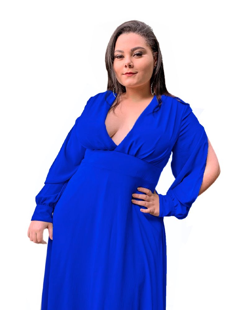 Vestido Longo de Festa Madrinha Azul Royal Solange