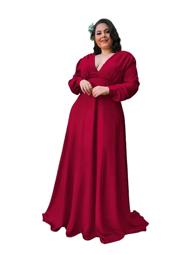 Vestido Longo de Festa Caroline Marsala