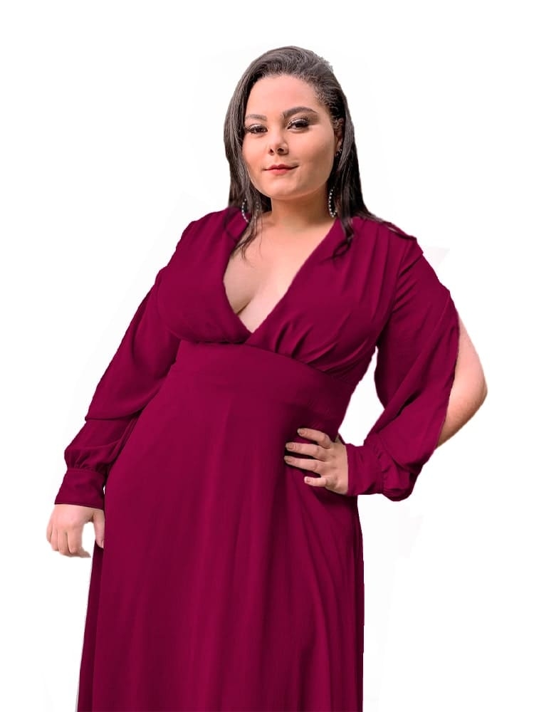 Vestido Longo de Festa Madrinha Marsala Solange