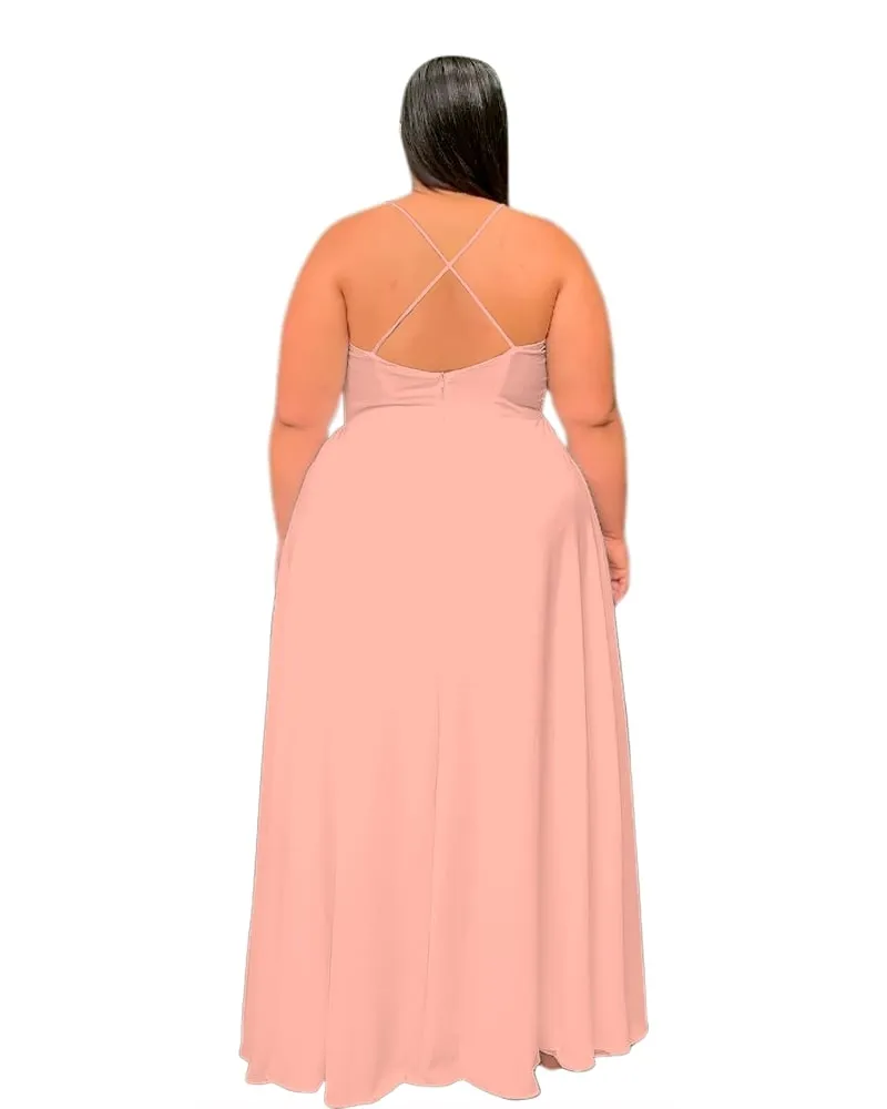 Vestido Longo de Festa Rosa Chá Perfect