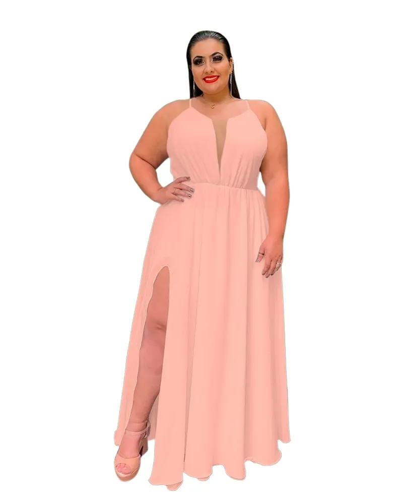 Vestido Longo de Festa Rosa Chá Perfect