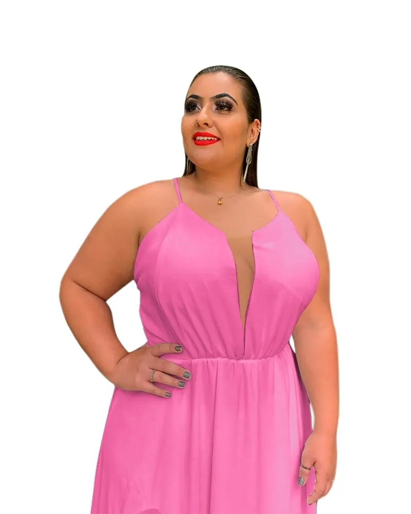 Vestido Longo de Festa Rosa Chiclete Perfect