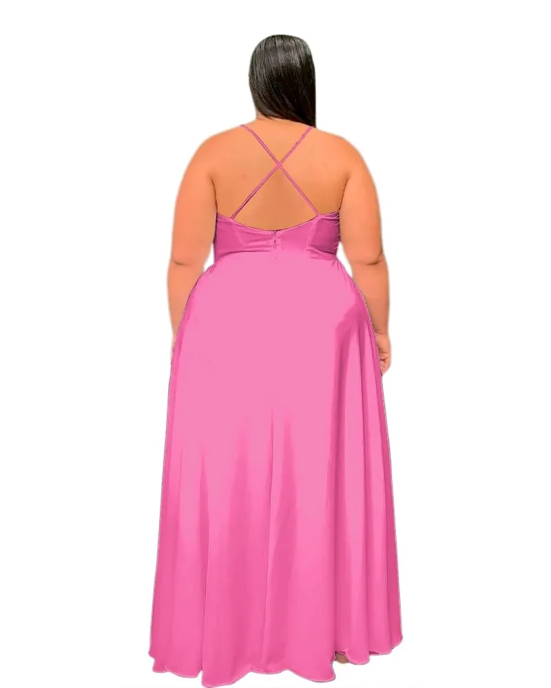 Vestido Longo de Festa Rosa Chiclete Perfect
