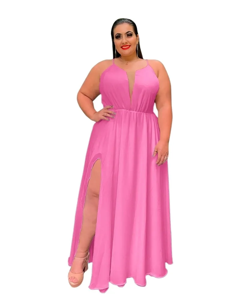Vestido Longo de Festa Rosa Chiclete Perfect